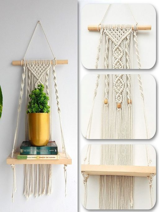 Macrame Hanging Shelf With Beads